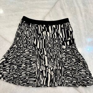 Sandro Black and White Abstract A-Line Skirt